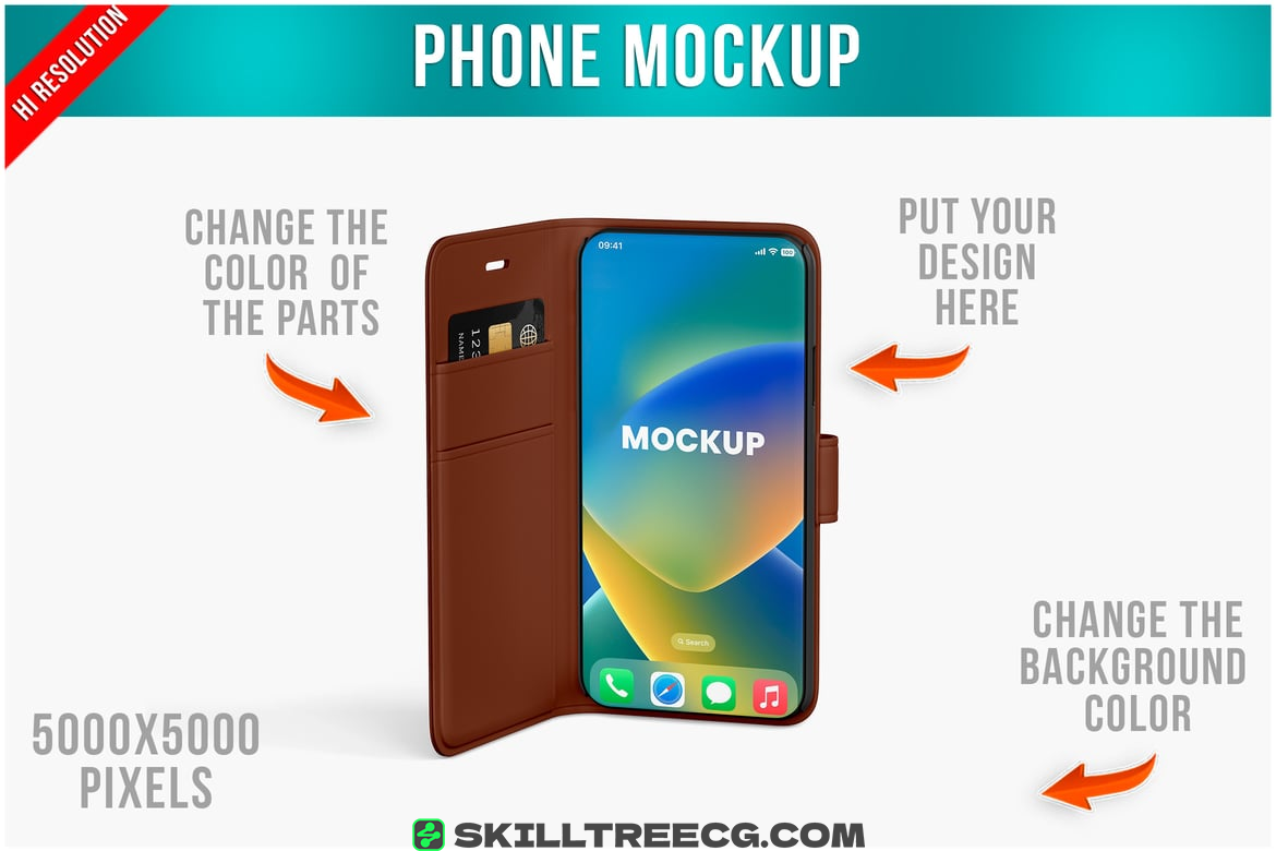 Phone in Wallet Case Mockup（129154）-技能树